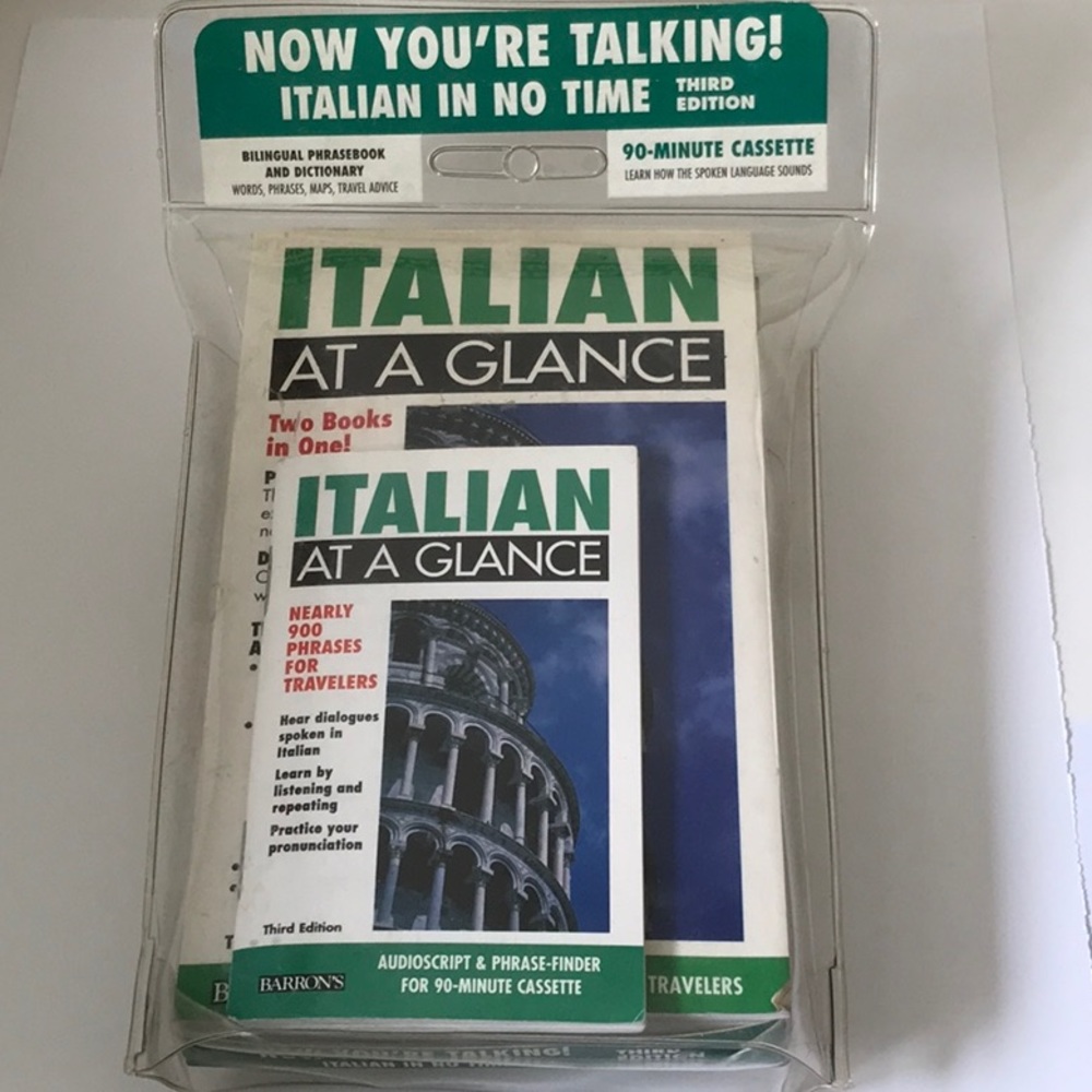 Italian At A Glance Books and Cassette Vintage
